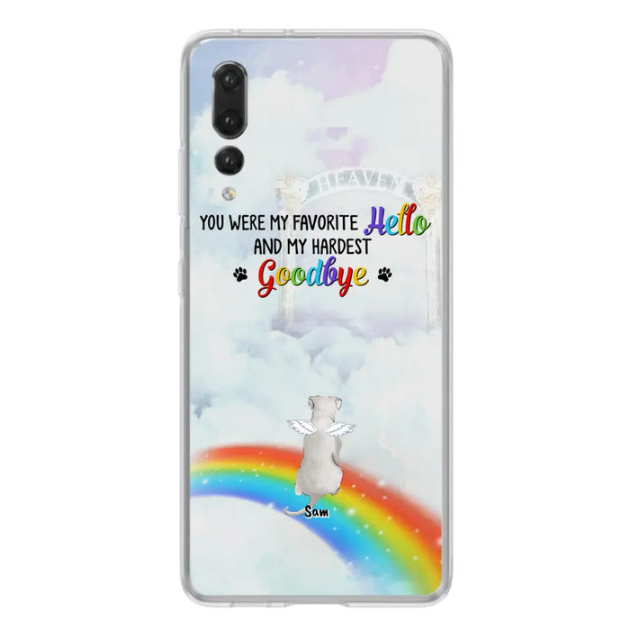 Personalized Memorial Pets At Rainbow Bridge Phone Case - Up to 5 Pets - Memorial Gift For Dog Lovers/Cat Lovers - You Were My Favorite Hello And My Hardest Goodbye - For Xiaomi, Oppo And Huawei Phone Case