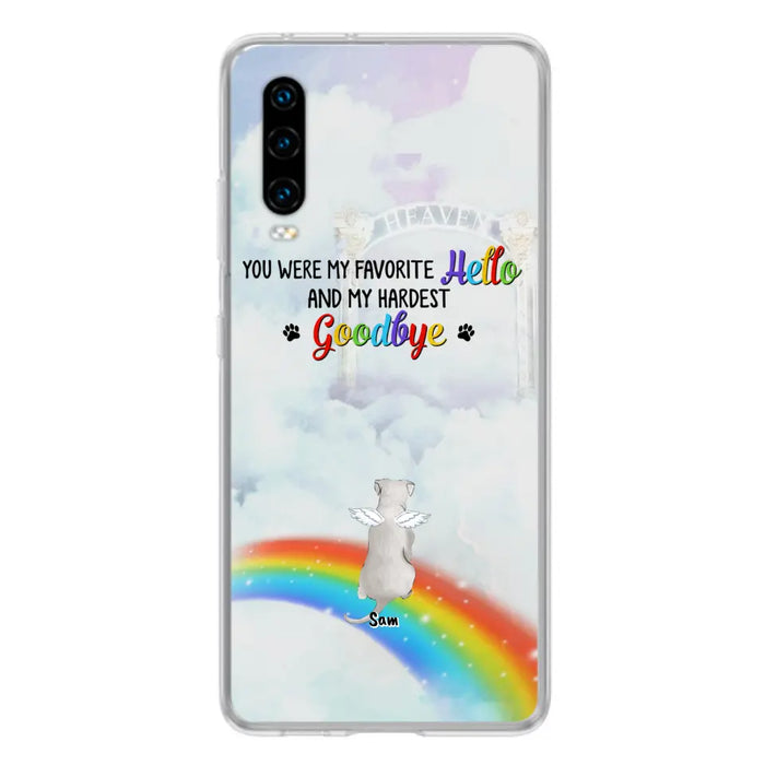 Personalized Memorial Pets At Rainbow Bridge Phone Case - Up to 5 Pets - Memorial Gift For Dog Lovers/Cat Lovers - You Were My Favorite Hello And My Hardest Goodbye - For Xiaomi, Oppo And Huawei Phone Case