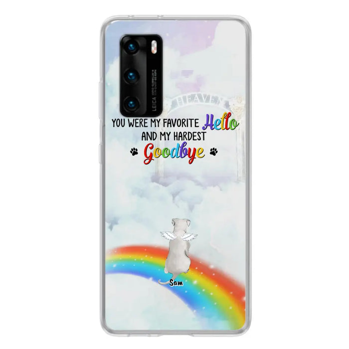 Personalized Memorial Pets At Rainbow Bridge Phone Case - Up to 5 Pets - Memorial Gift For Dog Lovers/Cat Lovers - You Were My Favorite Hello And My Hardest Goodbye - For Xiaomi, Oppo And Huawei Phone Case