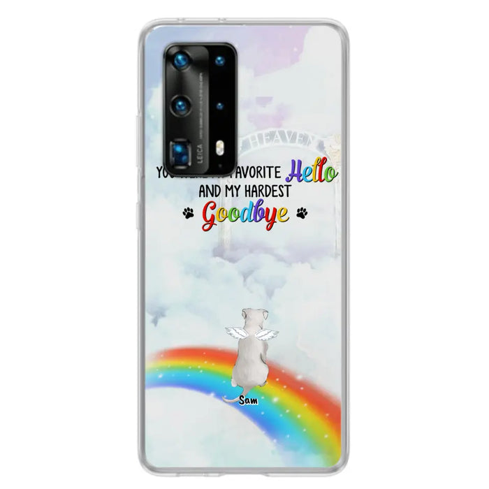 Personalized Memorial Pets At Rainbow Bridge Phone Case - Up to 5 Pets - Memorial Gift For Dog Lovers/Cat Lovers - You Were My Favorite Hello And My Hardest Goodbye - For Xiaomi, Oppo And Huawei Phone Case