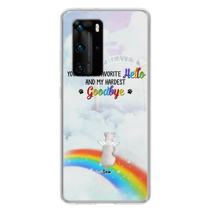 Personalized Memorial Pets At Rainbow Bridge Phone Case - Up to 5 Pets - Memorial Gift For Dog Lovers/Cat Lovers - You Were My Favorite Hello And My Hardest Goodbye - For Xiaomi, Oppo And Huawei Phone Case