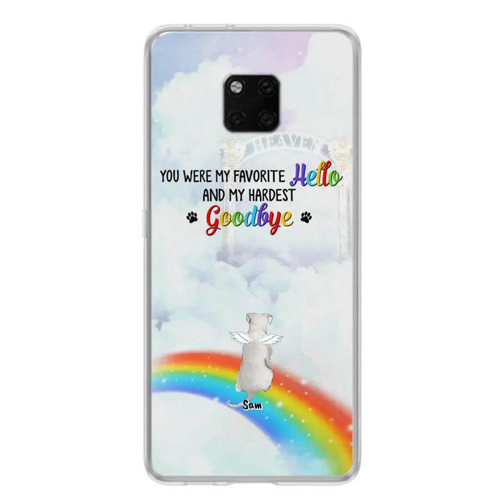 Personalized Memorial Pets At Rainbow Bridge Phone Case - Up to 5 Pets - Memorial Gift For Dog Lovers/Cat Lovers - You Were My Favorite Hello And My Hardest Goodbye - For Xiaomi, Oppo And Huawei Phone Case