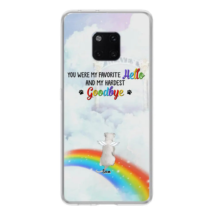 Personalized Memorial Pets At Rainbow Bridge Phone Case - Up to 5 Pets - Memorial Gift For Dog Lovers/Cat Lovers - You Were My Favorite Hello And My Hardest Goodbye - For Xiaomi, Oppo And Huawei Phone Case
