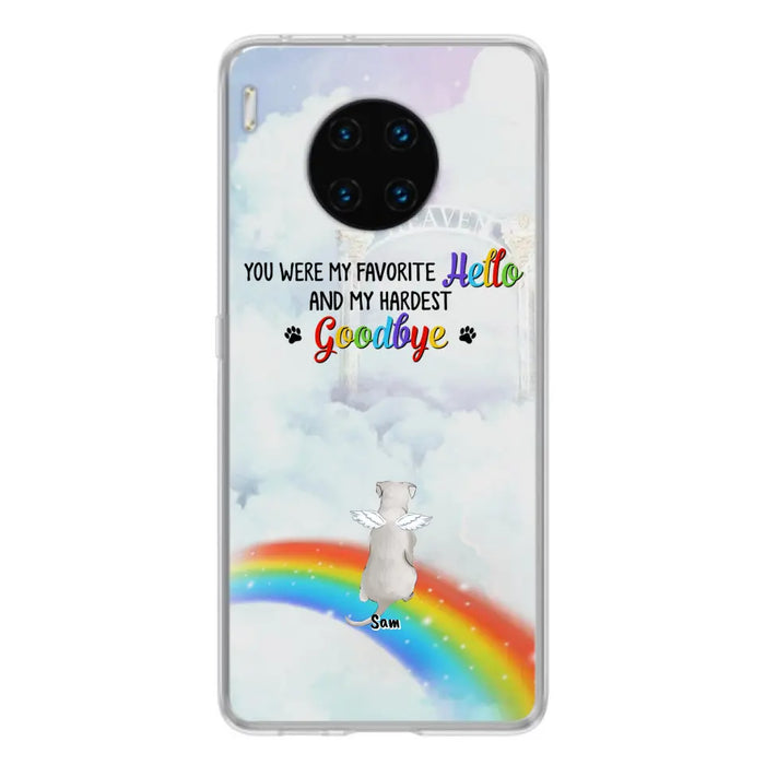 Personalized Memorial Pets At Rainbow Bridge Phone Case - Up to 5 Pets - Memorial Gift For Dog Lovers/Cat Lovers - You Were My Favorite Hello And My Hardest Goodbye - For Xiaomi, Oppo And Huawei Phone Case