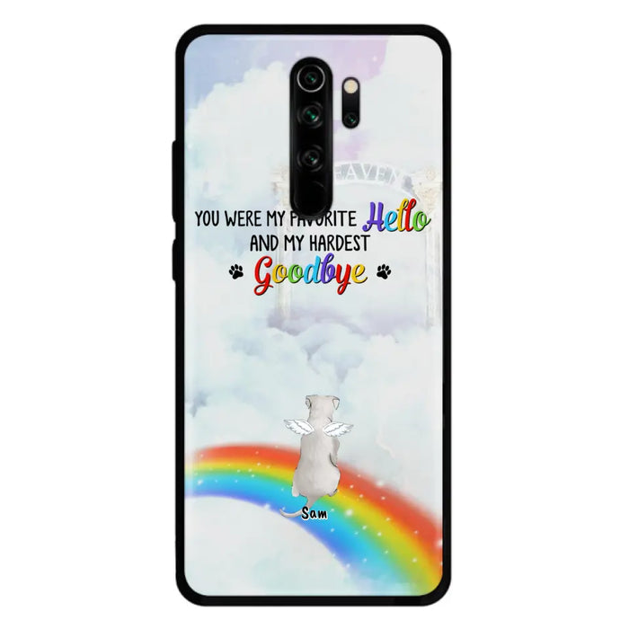 Personalized Memorial Pets At Rainbow Bridge Phone Case - Up to 5 Pets - Memorial Gift For Dog Lovers/Cat Lovers - You Were My Favorite Hello And My Hardest Goodbye - For Xiaomi, Oppo And Huawei Phone Case