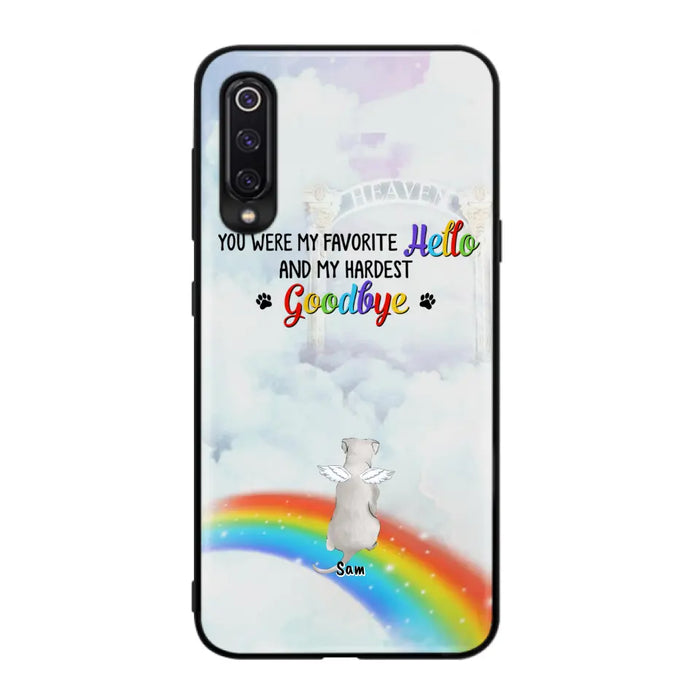 Personalized Memorial Pets At Rainbow Bridge Phone Case - Up to 5 Pets - Memorial Gift For Dog Lovers/Cat Lovers - You Were My Favorite Hello And My Hardest Goodbye - For Xiaomi, Oppo And Huawei Phone Case