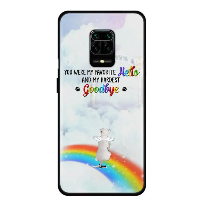 Personalized Memorial Pets At Rainbow Bridge Phone Case - Up to 5 Pets - Memorial Gift For Dog Lovers/Cat Lovers - You Were My Favorite Hello And My Hardest Goodbye - For Xiaomi, Oppo And Huawei Phone Case