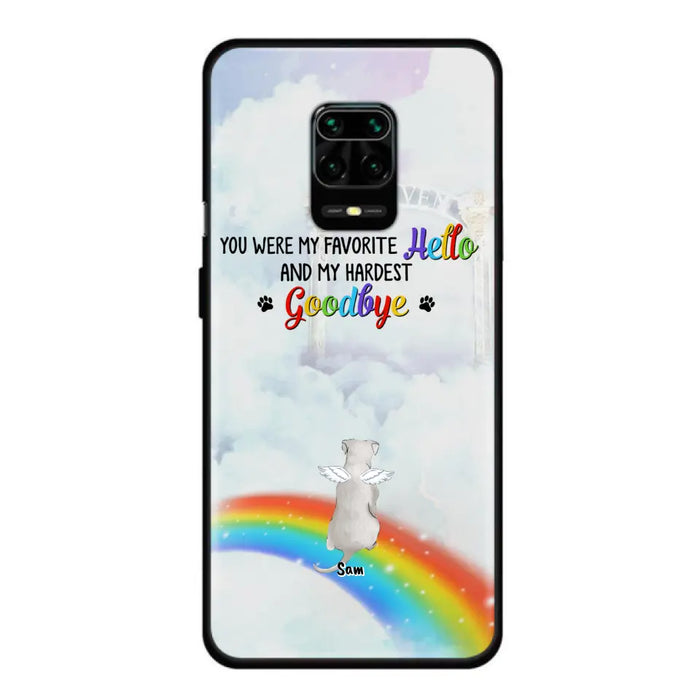 Personalized Memorial Pets At Rainbow Bridge Phone Case - Up to 5 Pets - Memorial Gift For Dog Lovers/Cat Lovers - You Were My Favorite Hello And My Hardest Goodbye - For Xiaomi, Oppo And Huawei Phone Case