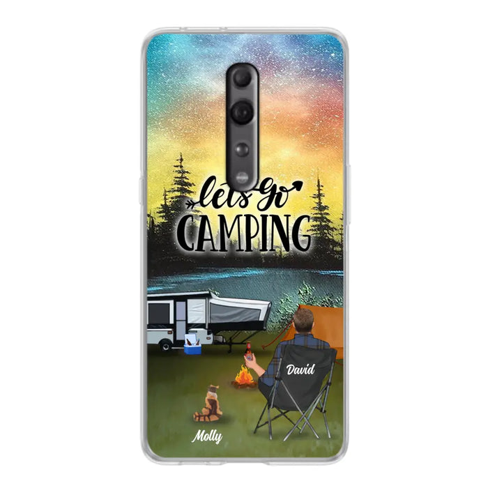 Personalized Night Camping Phone Case - Solo/Couple With Up to 6 Pets - Gift For Camping Lover - Let's Go Camping - Case For Xiaomi, Oppo And Huawei
