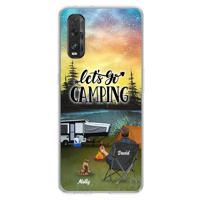 Personalized Night Camping Phone Case - Solo/Couple With Up to 6 Pets - Gift For Camping Lover - Let's Go Camping - Case For Xiaomi, Oppo And Huawei