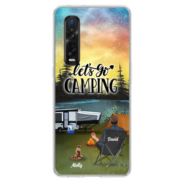 Personalized Night Camping Phone Case - Solo/Couple With Up to 6 Pets - Gift For Camping Lover - Let's Go Camping - Case For Xiaomi, Oppo And Huawei