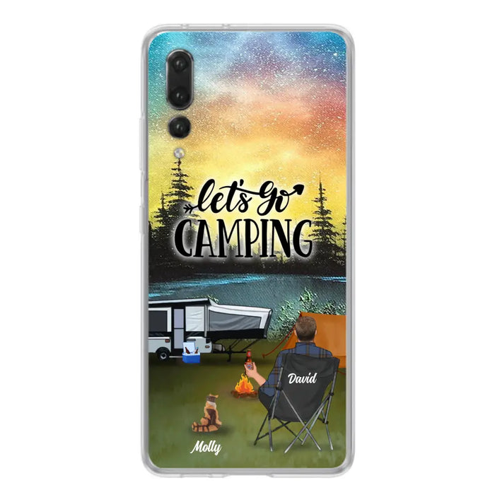 Personalized Night Camping Phone Case - Solo/Couple With Up to 6 Pets - Gift For Camping Lover - Let's Go Camping - Case For Xiaomi, Oppo And Huawei