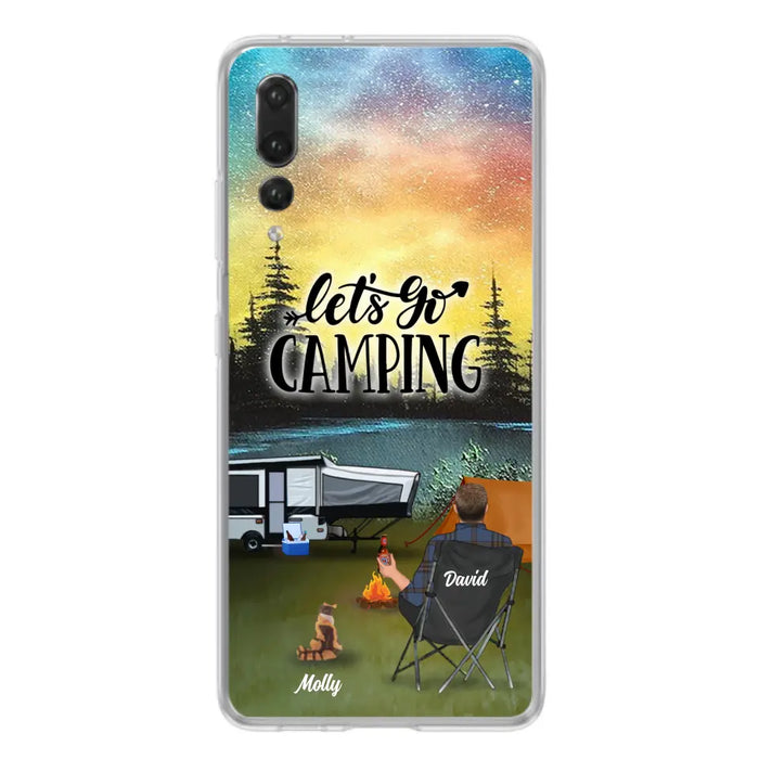 Personalized Night Camping Phone Case - Solo/Couple With Up to 6 Pets - Gift For Camping Lover - Let's Go Camping - Case For Xiaomi, Oppo And Huawei