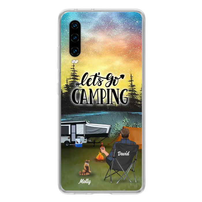 Personalized Night Camping Phone Case - Solo/Couple With Up to 6 Pets - Gift For Camping Lover - Let's Go Camping - Case For Xiaomi, Oppo And Huawei
