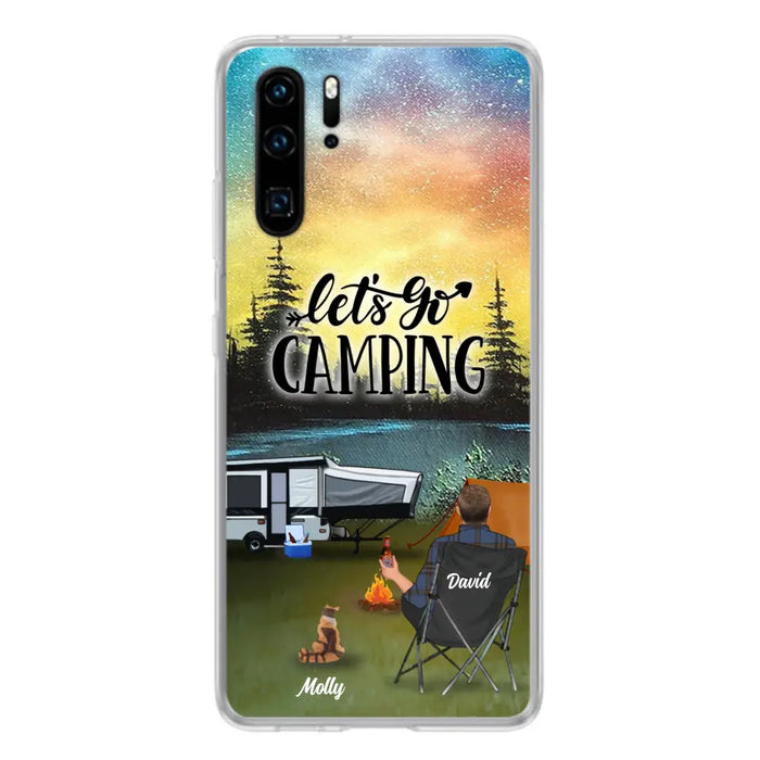 Personalized Night Camping Phone Case - Solo/Couple With Up to 6 Pets - Gift For Camping Lover - Let's Go Camping - Case For Xiaomi, Oppo And Huawei