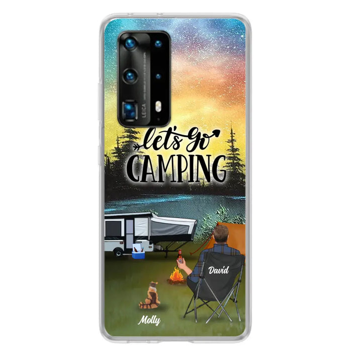 Personalized Night Camping Phone Case - Solo/Couple With Up to 6 Pets - Gift For Camping Lover - Let's Go Camping - Case For Xiaomi, Oppo And Huawei