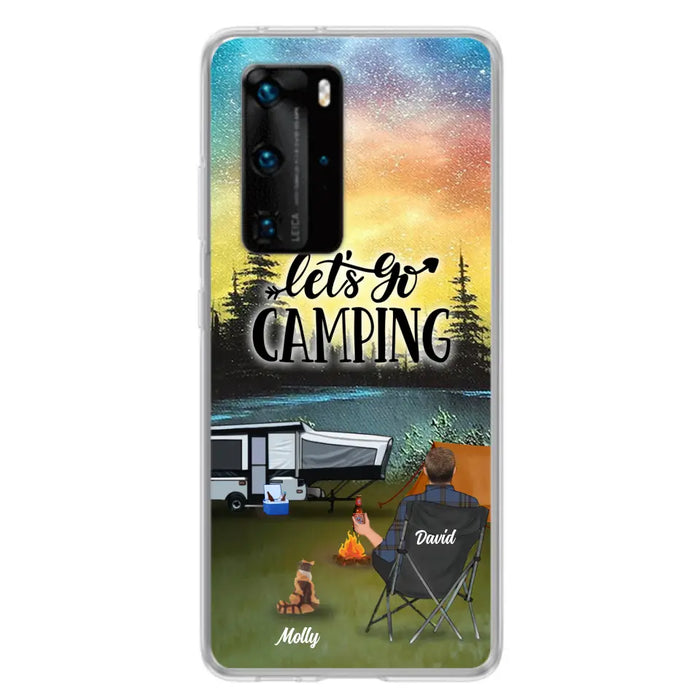 Personalized Night Camping Phone Case - Solo/Couple With Up to 6 Pets - Gift For Camping Lover - Let's Go Camping - Case For Xiaomi, Oppo And Huawei
