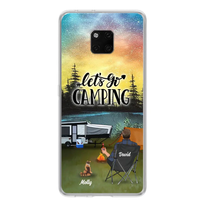 Personalized Night Camping Phone Case - Solo/Couple With Up to 6 Pets - Gift For Camping Lover - Let's Go Camping - Case For Xiaomi, Oppo And Huawei