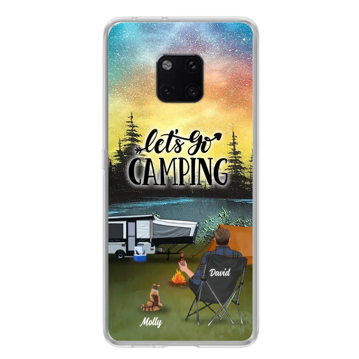 Personalized Night Camping Phone Case - Solo/Couple With Up to 6 Pets - Gift For Camping Lover - Let's Go Camping - Case For Xiaomi, Oppo And Huawei