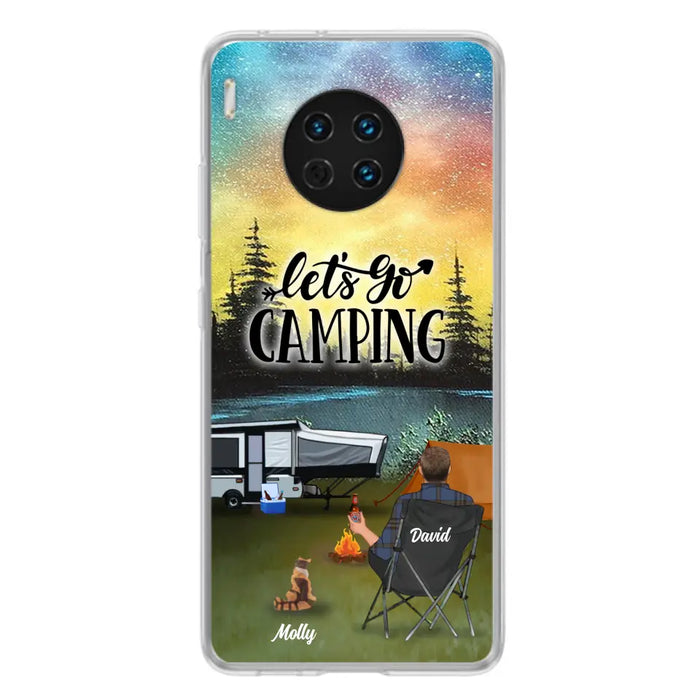 Personalized Night Camping Phone Case - Solo/Couple With Up to 6 Pets - Gift For Camping Lover - Let's Go Camping - Case For Xiaomi, Oppo And Huawei