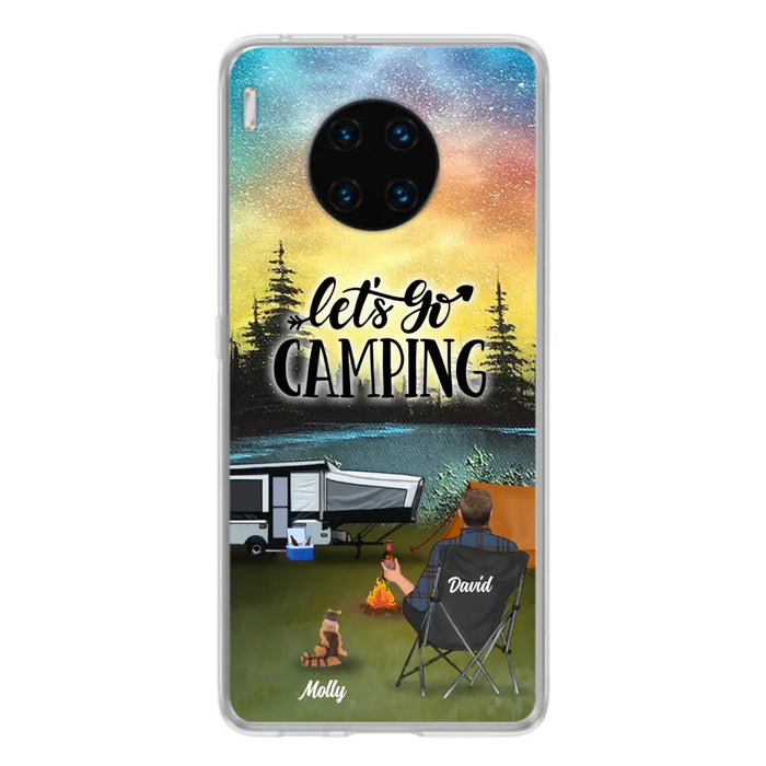 Personalized Night Camping Phone Case - Solo/Couple With Up to 6 Pets - Gift For Camping Lover - Let's Go Camping - Case For Xiaomi, Oppo And Huawei
