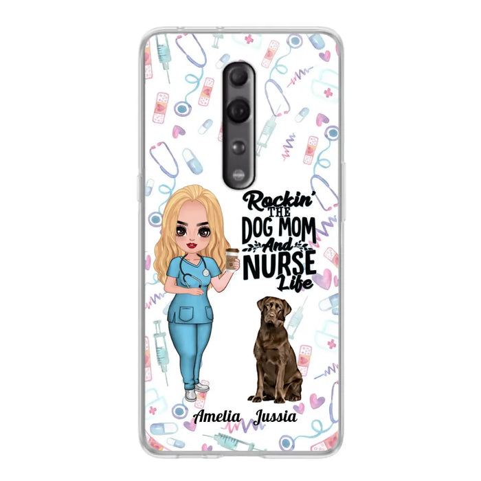 Personalized Nurse Dog Mom Phone Case - Up to 5 Dogs - Gift Idea For Dog Lover - Rockin' The Dog Mom And Nurse Life - Case For Xiaomi, Oppo And Huawei