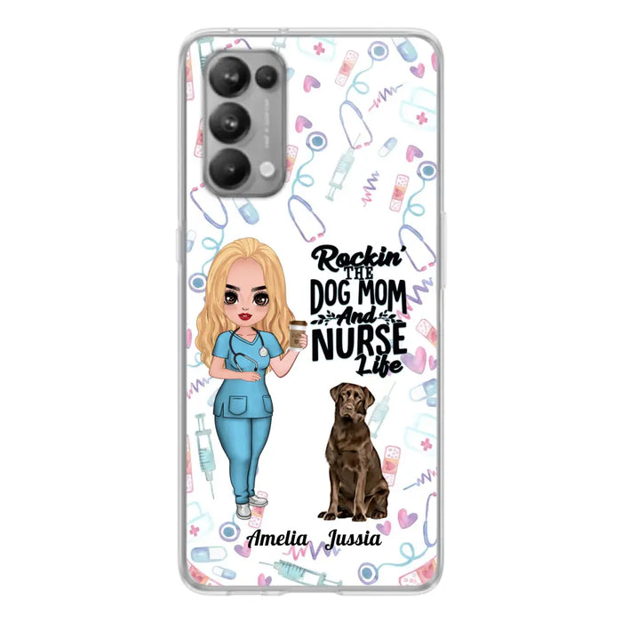 Personalized Nurse Dog Mom Phone Case - Up to 5 Dogs - Gift Idea For Dog Lover - Rockin' The Dog Mom And Nurse Life - Case For Xiaomi, Oppo And Huawei