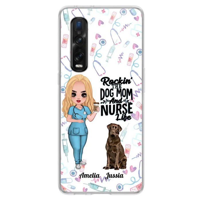 Personalized Nurse Dog Mom Phone Case - Up to 5 Dogs - Gift Idea For Dog Lover - Rockin' The Dog Mom And Nurse Life - Case For Xiaomi, Oppo And Huawei