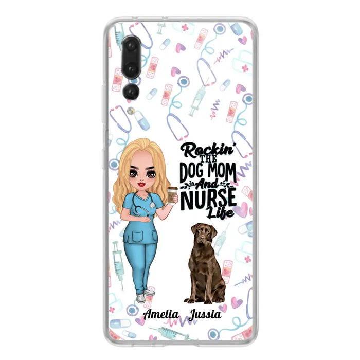 Personalized Nurse Dog Mom Phone Case - Up to 5 Dogs - Gift Idea For Dog Lover - Rockin' The Dog Mom And Nurse Life - Case For Xiaomi, Oppo And Huawei
