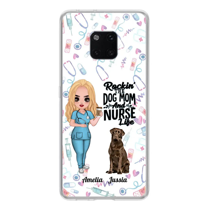 Personalized Nurse Dog Mom Phone Case - Up to 5 Dogs - Gift Idea For Dog Lover - Rockin' The Dog Mom And Nurse Life - Case For Xiaomi, Oppo And Huawei