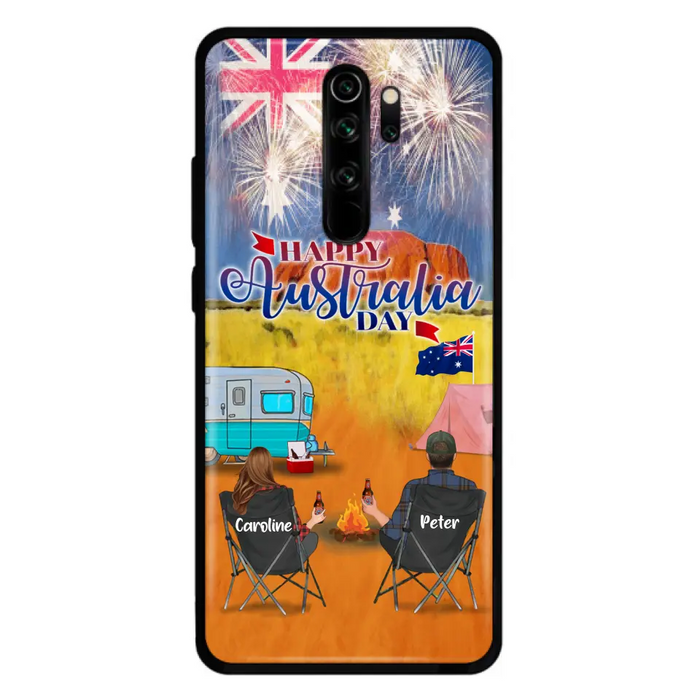 Personalized Camping Happy Australia Day Phone Case - Couple/Parents With Up to 2 Kids And 2 Pets - Gift Idea For Camping Lover - Case For Xiaomi, Oppo And Huawei