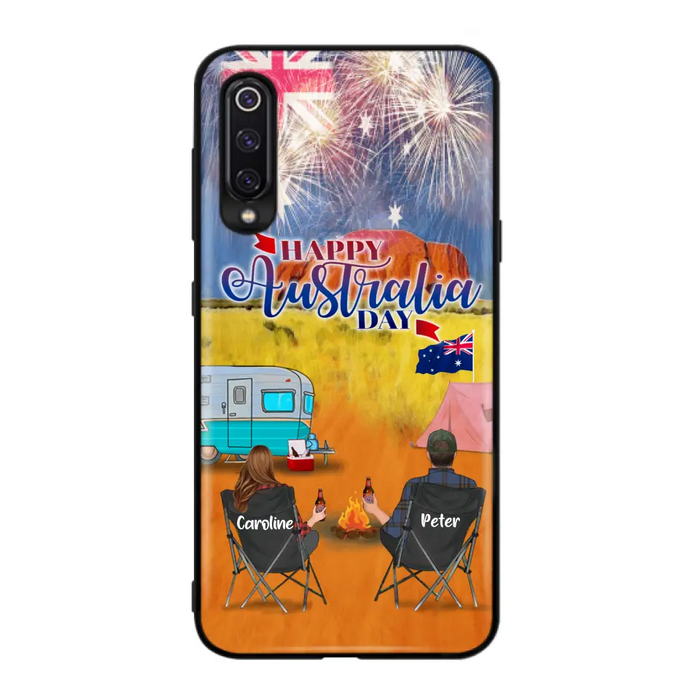Personalized Camping Happy Australia Day Phone Case - Couple/Parents With Up to 2 Kids And 2 Pets - Gift Idea For Camping Lover - Case For Xiaomi, Oppo And Huawei