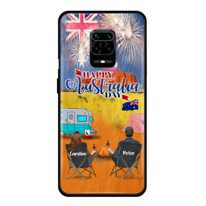 Personalized Camping Happy Australia Day Phone Case - Couple/Parents With Up to 2 Kids And 2 Pets - Gift Idea For Camping Lover - Case For Xiaomi, Oppo And Huawei