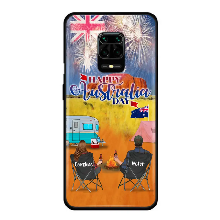 Personalized Camping Happy Australia Day Phone Case - Couple/Parents With Up to 2 Kids And 2 Pets - Gift Idea For Camping Lover - Case For Xiaomi, Oppo And Huawei