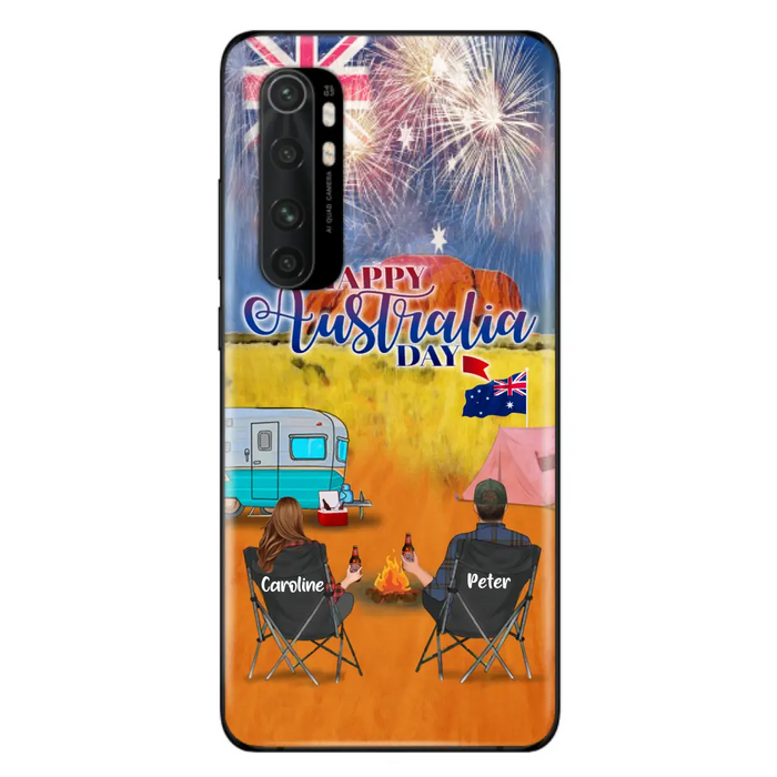 Personalized Camping Happy Australia Day Phone Case - Couple/Parents With Up to 2 Kids And 2 Pets - Gift Idea For Camping Lover - Case For Xiaomi, Oppo And Huawei