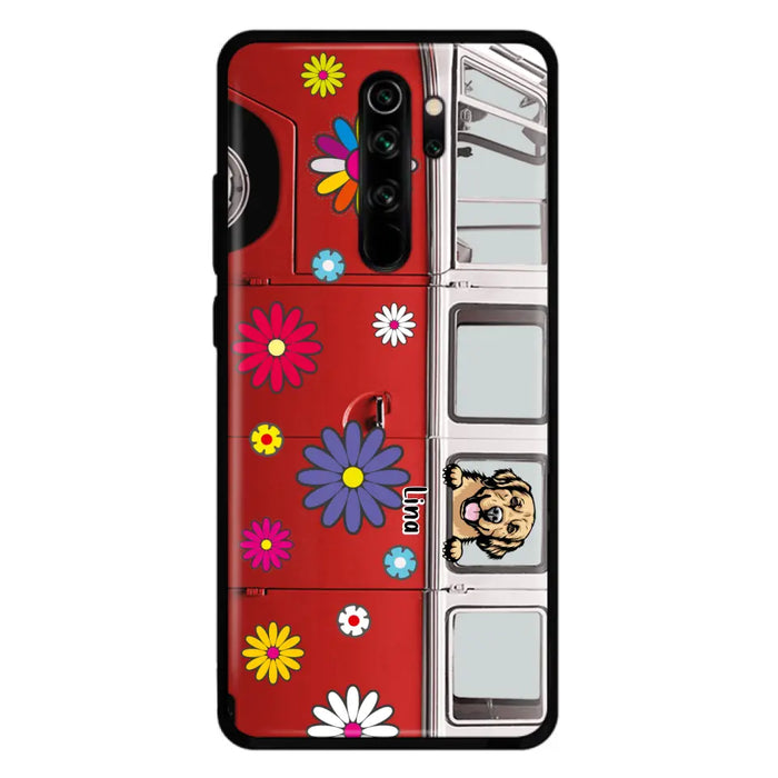 Personalized Campervan Hippie And Pet Phone Case - Up to 3 Pets - Gift Idea For Dog/Cat Lover - Case For Xiaomi, Oppo And Huawei