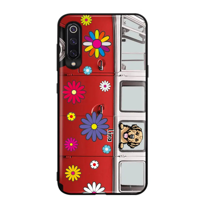 Personalized Campervan Hippie And Pet Phone Case - Up to 3 Pets - Gift Idea For Dog/Cat Lover - Case For Xiaomi, Oppo And Huawei