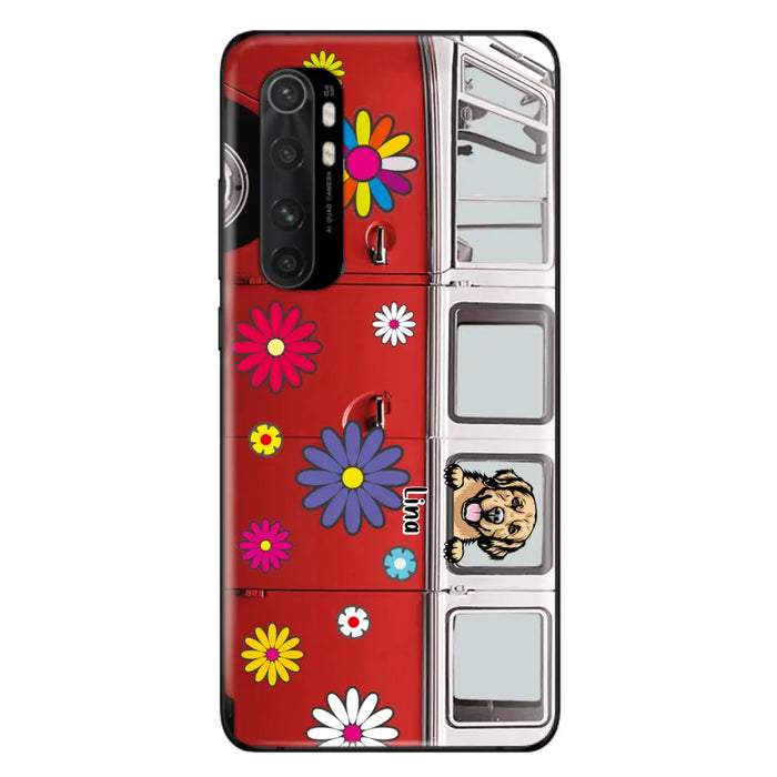 Personalized Campervan Hippie And Pet Phone Case - Up to 3 Pets - Gift Idea For Dog/Cat Lover - Case For Xiaomi, Oppo And Huawei