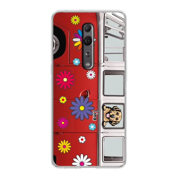 Personalized Campervan Hippie And Pet Phone Case - Up to 3 Pets - Gift Idea For Dog/Cat Lover - Case For Xiaomi, Oppo And Huawei