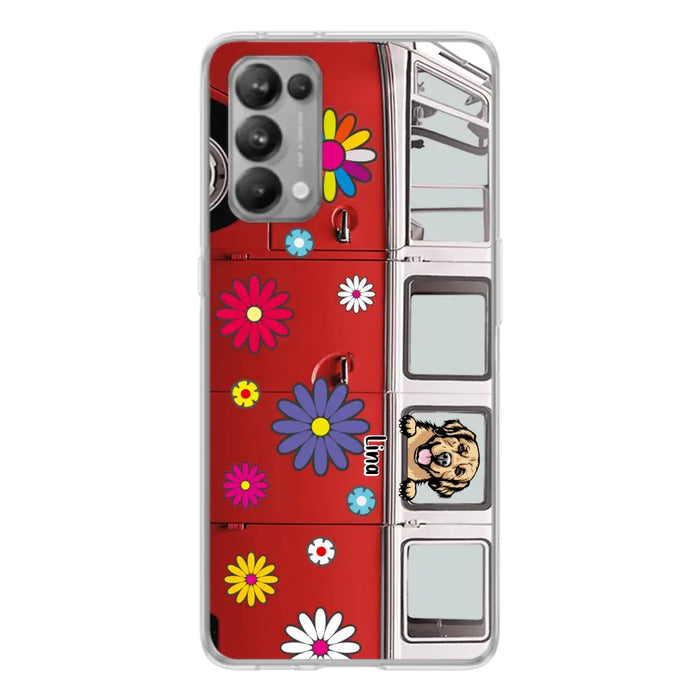 Personalized Campervan Hippie And Pet Phone Case - Up to 3 Pets - Gift Idea For Dog/Cat Lover - Case For Xiaomi, Oppo And Huawei