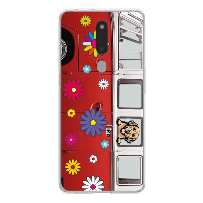 Personalized Campervan Hippie And Pet Phone Case - Up to 3 Pets - Gift Idea For Dog/Cat Lover - Case For Xiaomi, Oppo And Huawei