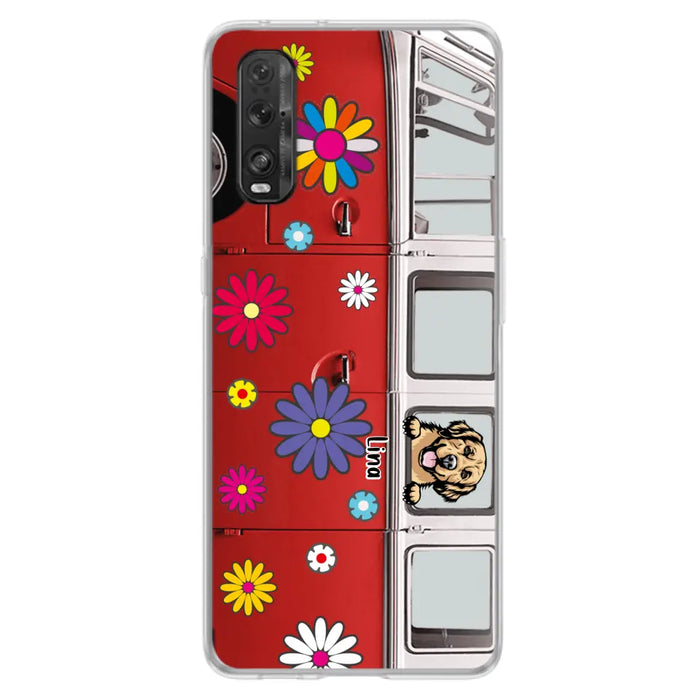 Personalized Campervan Hippie And Pet Phone Case - Up to 3 Pets - Gift Idea For Dog/Cat Lover - Case For Xiaomi, Oppo And Huawei