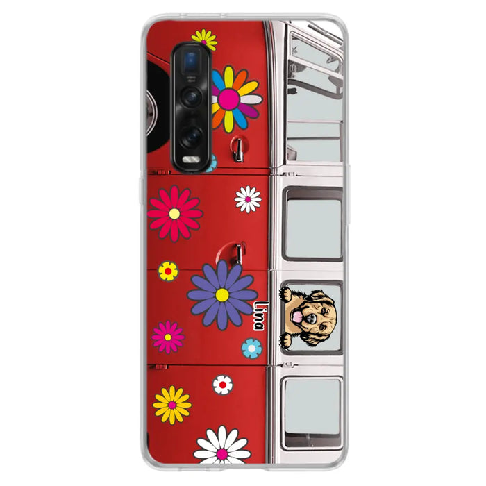 Personalized Campervan Hippie And Pet Phone Case - Up to 3 Pets - Gift Idea For Dog/Cat Lover - Case For Xiaomi, Oppo And Huawei