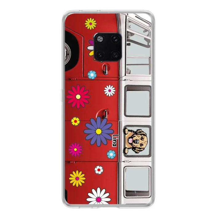 Personalized Campervan Hippie And Pet Phone Case - Up to 3 Pets - Gift Idea For Dog/Cat Lover - Case For Xiaomi, Oppo And Huawei