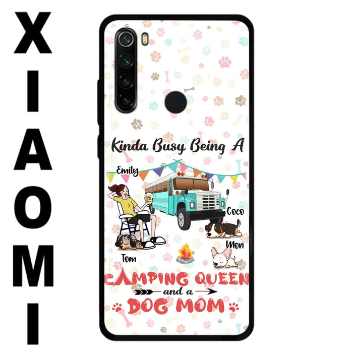 Personalized Camping Queen Phone Case - Up to 3 Dogs - Gift Idea For Dog Lovers - Kinda Busy Being A Camping Queen And A Dog Mom - Case For Xiaomi/Huawei/Oppo