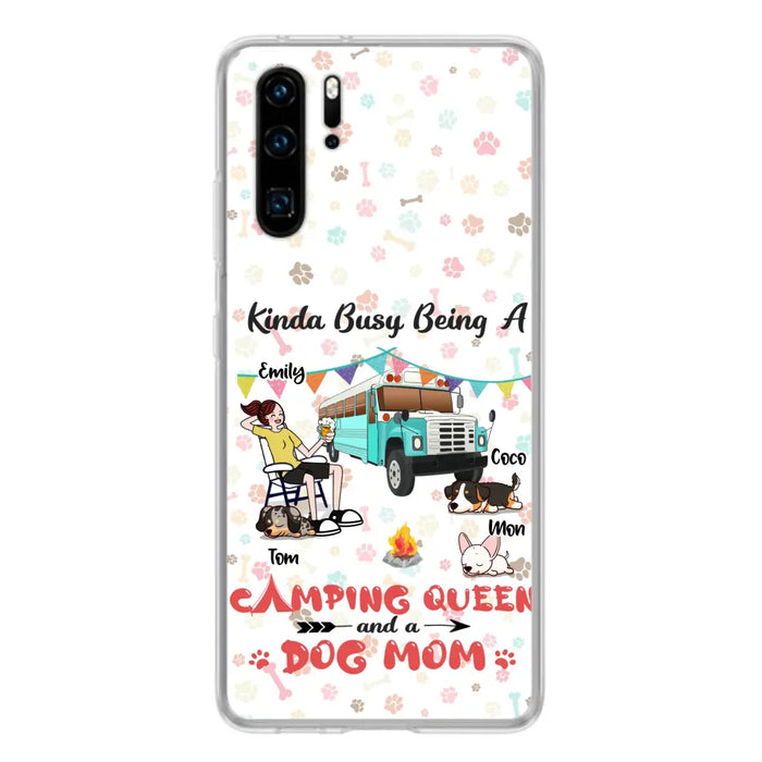 Personalized Camping Queen Phone Case - Up to 3 Dogs - Gift Idea For Dog Lovers - Kinda Busy Being A Camping Queen And A Dog Mom - Case For Xiaomi/Huawei/Oppo
