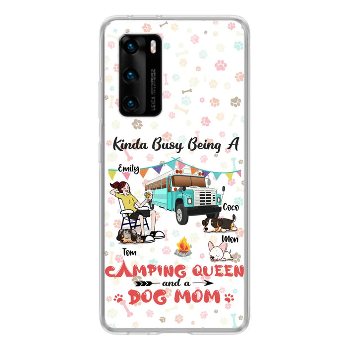 Personalized Camping Queen Phone Case - Up to 3 Dogs - Gift Idea For Dog Lovers - Kinda Busy Being A Camping Queen And A Dog Mom - Case For Xiaomi/Huawei/Oppo