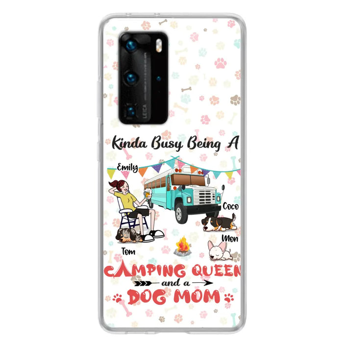 Personalized Camping Queen Phone Case - Up to 3 Dogs - Gift Idea For Dog Lovers - Kinda Busy Being A Camping Queen And A Dog Mom - Case For Xiaomi/Huawei/Oppo