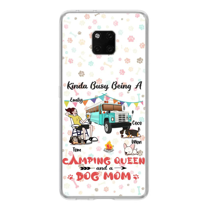 Personalized Camping Queen Phone Case - Up to 3 Dogs - Gift Idea For Dog Lovers - Kinda Busy Being A Camping Queen And A Dog Mom - Case For Xiaomi/Huawei/Oppo