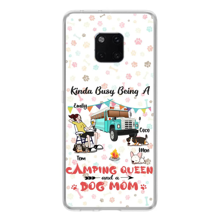 Personalized Camping Queen Phone Case - Up to 3 Dogs - Gift Idea For Dog Lovers - Kinda Busy Being A Camping Queen And A Dog Mom - Case For Xiaomi/Huawei/Oppo